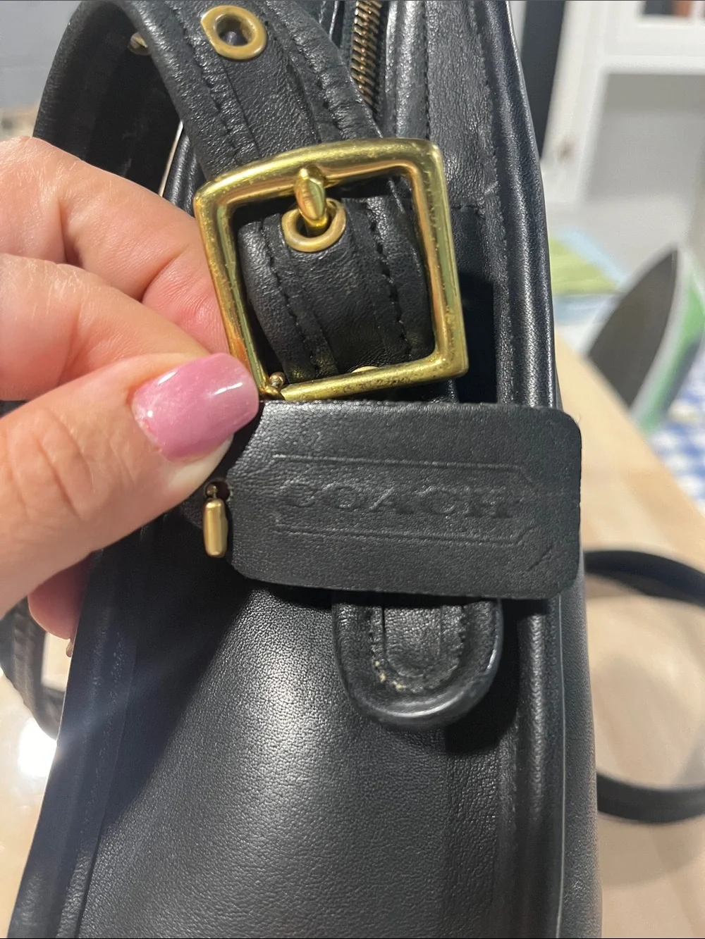 Coach Black Leather Messenger N2-LOD9168 Crossbody vintage